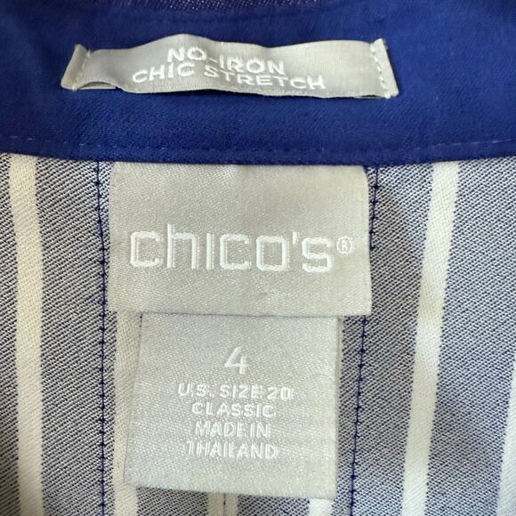 Chico’s Blue White Stripe Buttondown shirt size 20 Classic fit - Picture 2 of 8